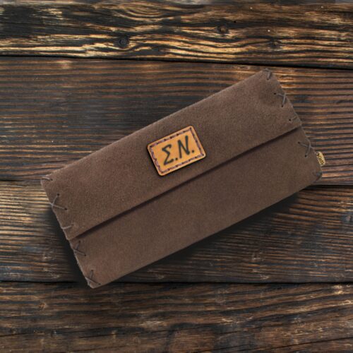 Καπνοθήκη Δερμάτινη Σουέτ με Αρχικά