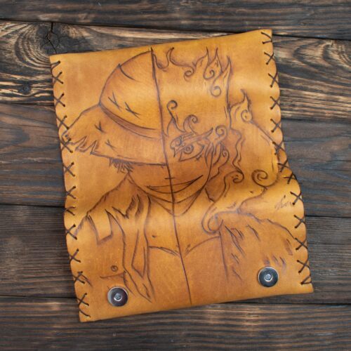 Καπνοθήκη Δερμάτινη Πυρογραφία Monkey D. Luffy