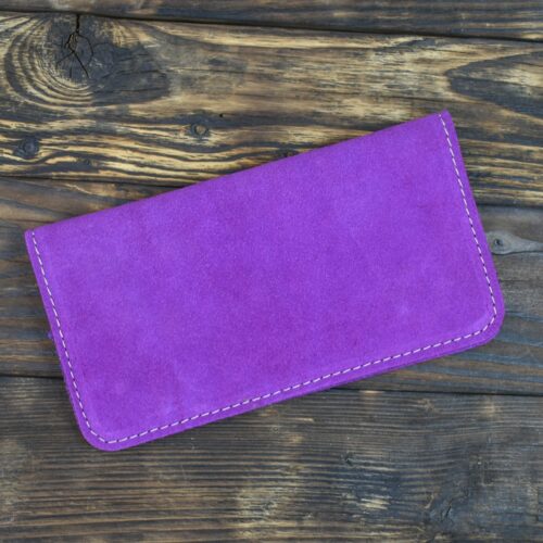 Καπνοθήκη Δερμάτινη Σουέτ με Κορδόνι Μωβ