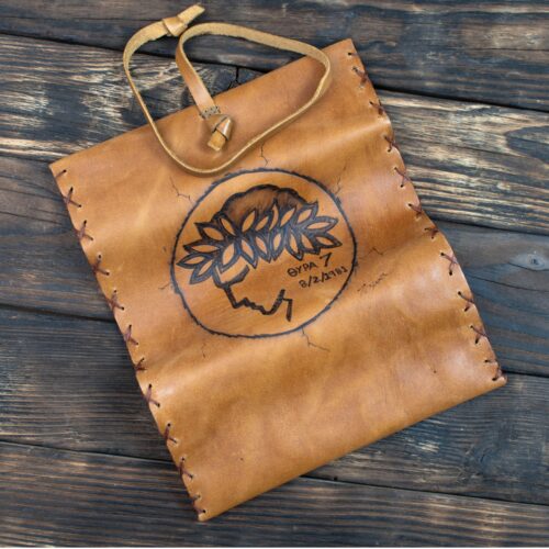 Καπνοθήκη Δερμάτινη Πυρογραφία με Κορδόνι Ολυμπιακός