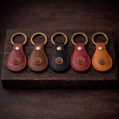 Χειροποίητο Δερμάτινο Μπρελόκ με Western Ροζέτα